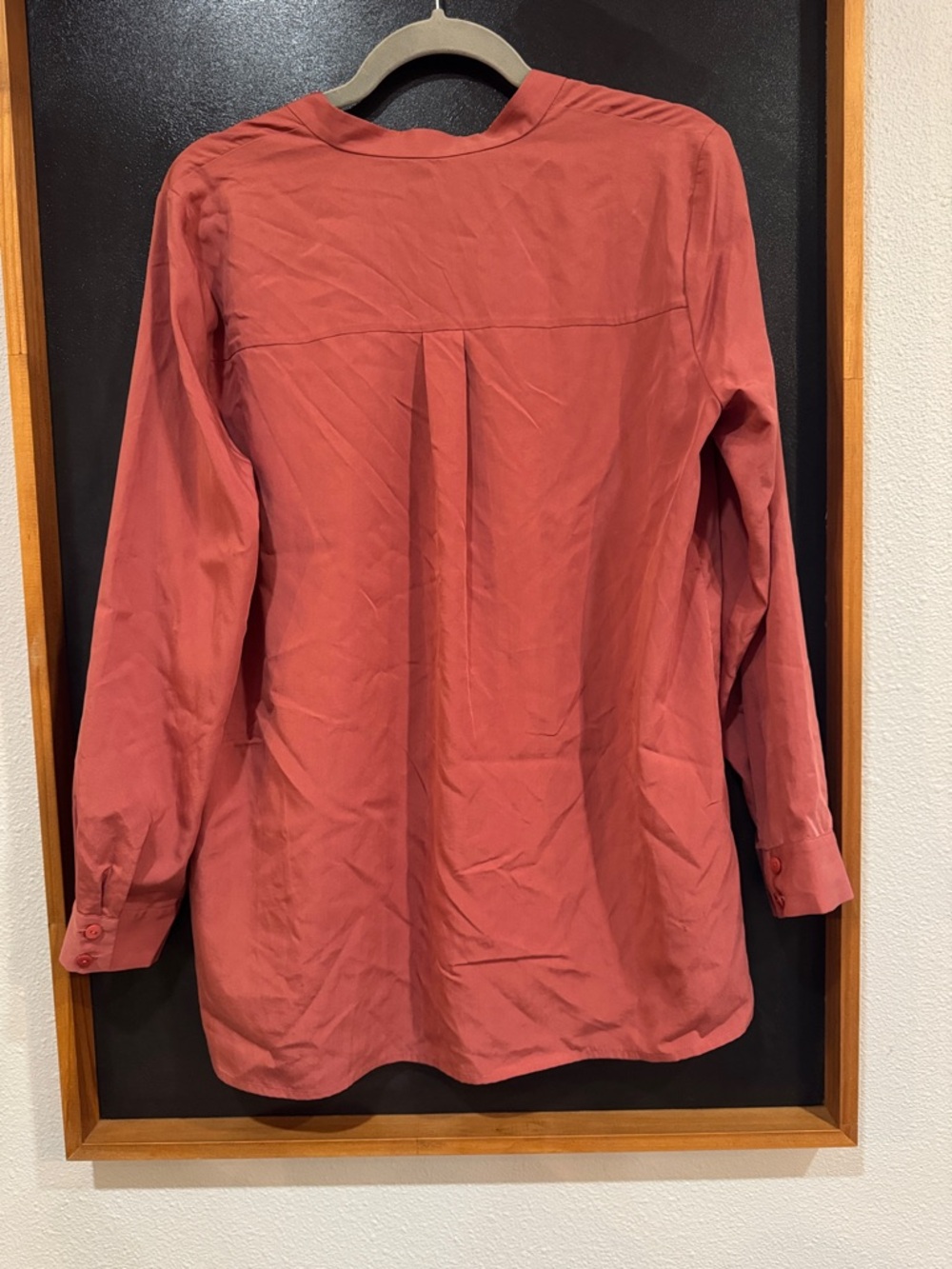 Eileen Fisher Coral Button-Front V-Neck Blouse - Picture 6 of 6